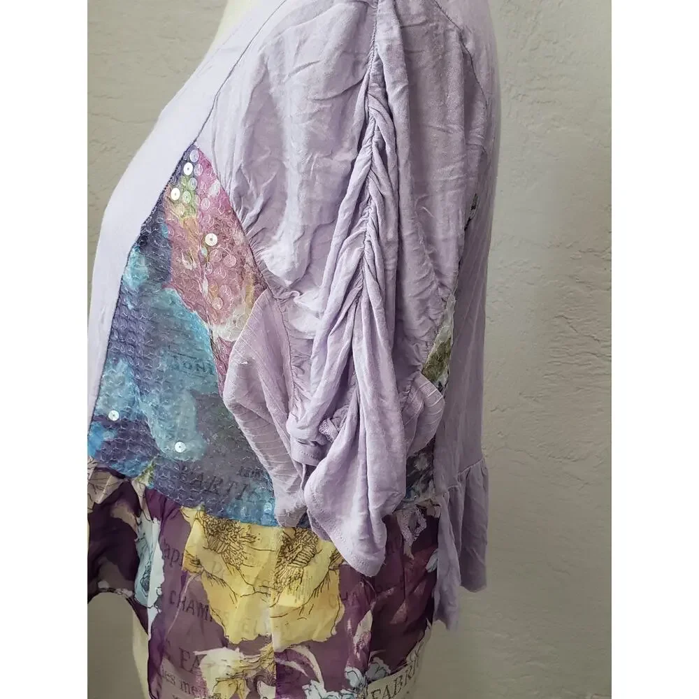 Free People Loose Fitting Sequin w. Floral Design Shirt | Size XS - Picture 3 of 11